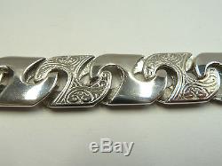 Solid Sterling Silver. 925 Patterned Link Men's Bracelet 43 grams -Heavy