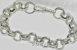 Solid Sterling Silver Men's Belcher Bracelet pattern & plain link 8.75 inch