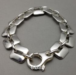 Solid Sterling Silver Square Link Bracelet Hallmarked 39.6g 19cm (7.5)