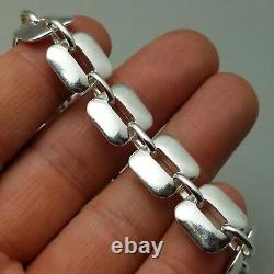 Solid Sterling Silver Square Link Bracelet Hallmarked 39.6g 19cm (7.5)