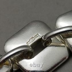 Solid Sterling Silver Square Link Bracelet Hallmarked 39.6g 19cm (7.5)