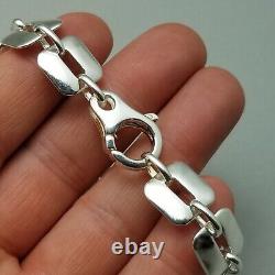 Solid Sterling Silver Square Link Bracelet Hallmarked 39.6g 19cm (7.5)