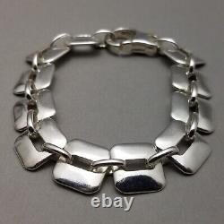Solid Sterling Silver Square Link Bracelet Hallmarked 39.6g 19cm (7.5)