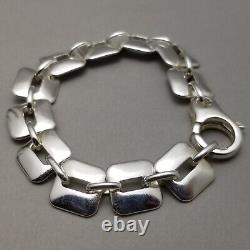 Solid Sterling Silver Square Link Bracelet Hallmarked 39.6g 19cm (7.5)