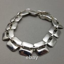 Solid Sterling Silver Square Link Bracelet Hallmarked 39.6g 19cm (7.5)