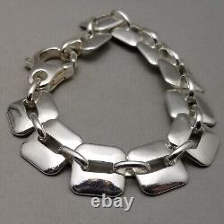 Solid Sterling Silver Square Link Bracelet Hallmarked 39.6g 19cm (7.5)