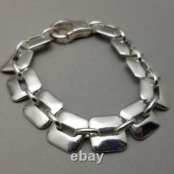 Solid Sterling Silver Square Link Bracelet Hallmarked 39.6g 19cm (7.5)