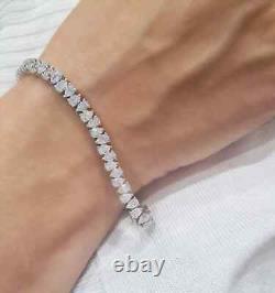 Sterling Silver925 Cubic Zirconia 6Ct Pear Cut Tennis 7inch Women's Bracelet