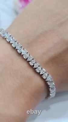 Sterling Silver925 Cubic Zirconia 6Ct Pear Cut Tennis 7inch Women's Bracelet