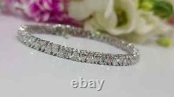 Sterling Silver925 Cubic Zirconia 6Ct Pear Cut Tennis 7inch Women's Bracelet