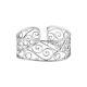 Sterling Silver 28mm Diamond Open Scroll Cuff Bracelet