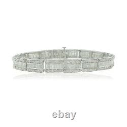 Sterling Silver 2.67Ct Baguette Round White Natural Diamond Tennis Bracelet 7.5