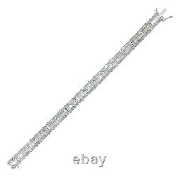 Sterling Silver 2.67Ct Baguette Round White Natural Diamond Tennis Bracelet 7.5