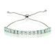 Sterling Silver 3mm Simulated Opal Princess-cut Adjustable Bolo Tennis Bracelet