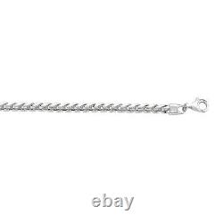 Sterling Silver 4.80mm Round Franco Chain with Lobster Clasp. Item is rhodium