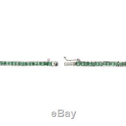 Sterling Silver 5.28 Carat Genuine Emerald Tennis Bracelet