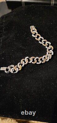 Sterling Silver 7in. Chocolate and Clear cz bracelet