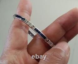 Sterling Silver 925 Bracelet Blue Sapphire White Gold 6.5