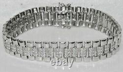 Sterling Silver (925) Men's Stone Set Rolex Watch Strap Bracelet
