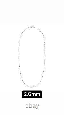 Sterling Silver 925 Solid Paperclip Chain, Bracelet, & Anklet Rhodium Plated