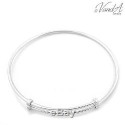 Sterling Silver 925 expandable bangle bracelet adjustable charm bracelet S20