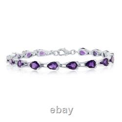 Sterling Silver 9.31cttw Amethyst Gem, 7x5mm Pear-Shaped Bracelet