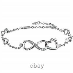 Sterling Silver Adjustable Infinity Love Heart Anklets Bracelet Christmas Gifts