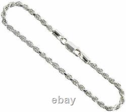 Sterling Silver Authentic 3mm Men D/cut Rope Chain Bracelet 07-36