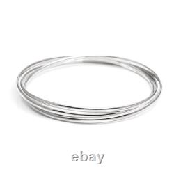 Sterling Silver Bangle Triple Russian Wedding Classic Bracelet Silverly