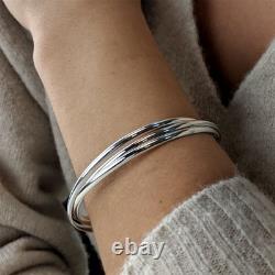 Sterling Silver Bangle Triple Russian Wedding Classic Bracelet Silverly