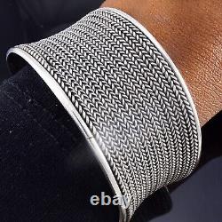 Sterling Silver Braided Rope Design 1.15 Wide Cuff Bracelet 5.25 Long 42.22g