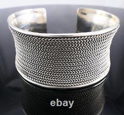 Sterling Silver Braided Rope Design 1.15 Wide Cuff Bracelet 5.25 Long 42.22g