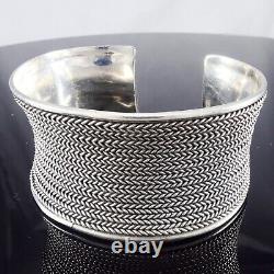 Sterling Silver Braided Rope Design 1.15 Wide Cuff Bracelet 5.25 Long 42.22g