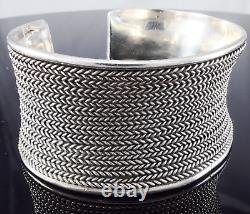 Sterling Silver Braided Rope Design 1.15 Wide Cuff Bracelet 5.25 Long 42.22g