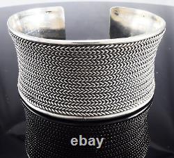 Sterling Silver Braided Rope Design 1.15 Wide Cuff Bracelet 5.25 Long 42.22g