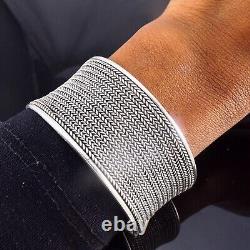 Sterling Silver Braided Rope Design 1.15 Wide Cuff Bracelet 5.25 Long 42.22g