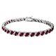 Sterling Silver Created Ruby Marquise-cut Tennis Bracelet With White Topaz Accents