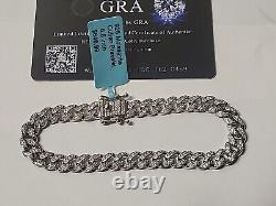Sterling Silver Cuban Bracelet Moissanite Dimonds 2.08 Ctw 7mm 8.5 In Long