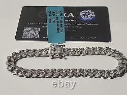 Sterling Silver Cuban Bracelet Moissanite Dimonds 2.08 Ctw 7mm 8.5 In Long