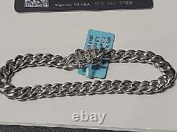 Sterling Silver Cuban Bracelet Moissanite Dimonds 2.08 Ctw 7mm 8.5 In Long