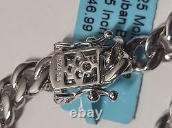 Sterling Silver Cuban Bracelet Moissanite Dimonds 2.08 Ctw 7mm 8.5 In Long