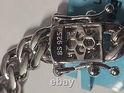 Sterling Silver Cuban Bracelet Moissanite Dimonds 2.08 Ctw 7mm 8.5 In Long
