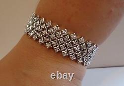 Sterling Silver Designer Italian Made Tennis Bracelet 4 Ct Lab Created Stones