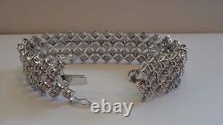 Sterling Silver Designer Italian Made Tennis Bracelet 4 Ct Lab Created Stones