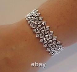 Sterling Silver Designer Italian Made Tennis Bracelet Lab Created Diamonds