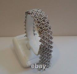 Sterling Silver Designer Italian Made Tennis Bracelet Lab Created Diamonds