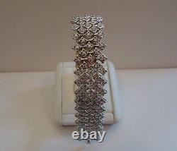 Sterling Silver Designer Italian Made Tennis Bracelet Lab Created Diamonds