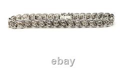 Sterling Silver Diamond Wave S Link Tennis Bracelet 7 Inch Signed