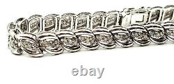 Sterling Silver Diamond Wave S Link Tennis Bracelet 7 Inch Signed