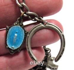 Sterling Silver Enamel Charm Bracelet Mixed Themes 13 Charms 7 27.7 Gms